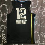 NBA 12 Morant Grizzlies 75th Anniversary MVP Edition Maillot noir imprimé